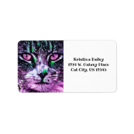 Kosmische Galaxie Katzenröcke Lila und grün Adressaufkleber