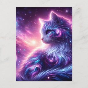 Kosmische Galaxie Mystische Feline Himmelserschein Ankündigungspostkarte
