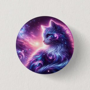 Kosmische Galaxie Mystische Feline Himmelserschein Button