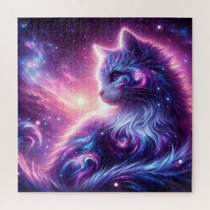 Kosmische Galaxie Mystische Feline Himmelserschein Puzzle