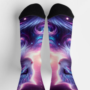 Kosmische Galaxie Mystische Katze Himmlisch Socken