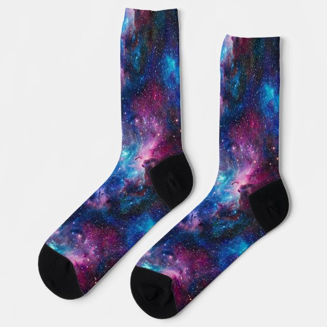 Kosmische Galaxie-Nebel-Muster Socken (Linkes Detail)