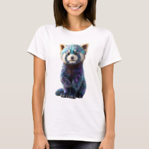 Kosmische Galaxie Nebel Roter Panda Frauenporträt T-Shirt