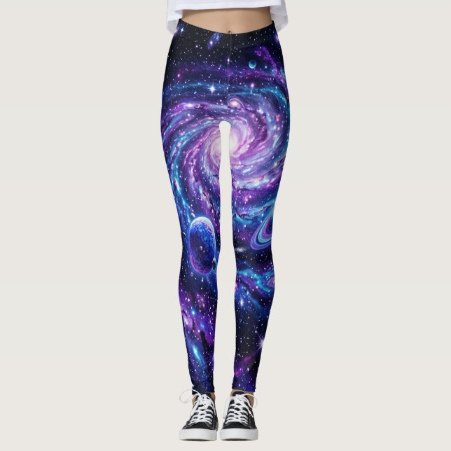 Kosmische Galaxie Planet Traumlandschaft Leggings (Vorderseite)