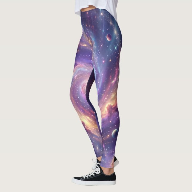 Kosmische Galaxie Spirale Nebel Kunst Leggings (Links)