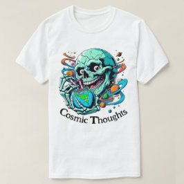 Kosmische Gedanken" Lebhafter Schädel und Erde T-Shirt