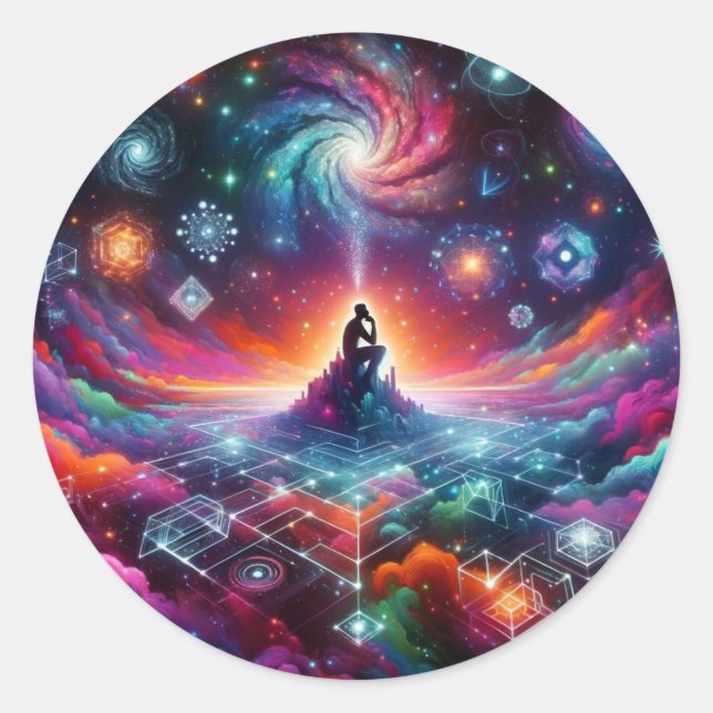 Kosmische Gedanken Runder Aufkleber (Vorderseite)