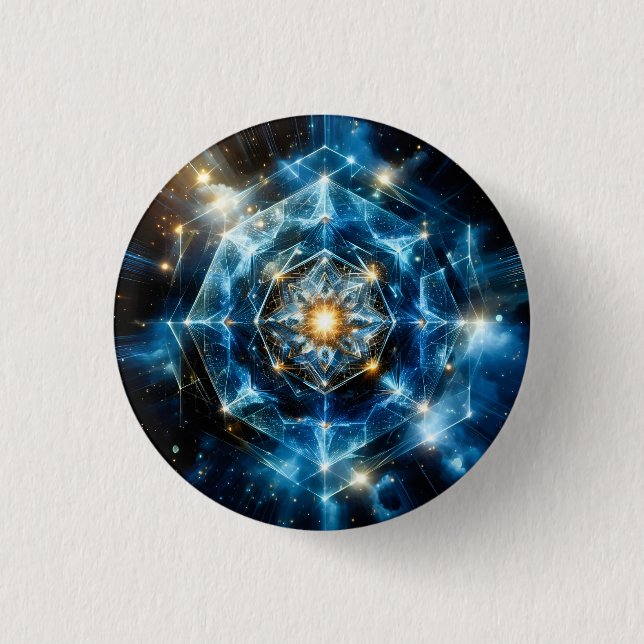 Kosmische Geometrie Mandala Stern Universum Abstra Button (Vorderseite)
