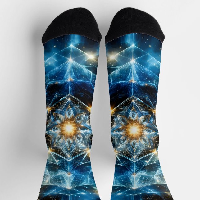Kosmische Geometrie Mandala Stern Universum Abstra Socken (Oben)
