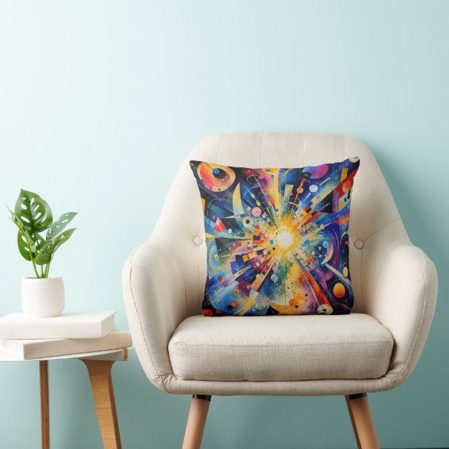 Kosmische geometrische Explosion Abstrakt Kissen (Stuhl )