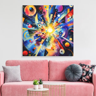 Kosmische geometrische Explosion Abstrakt Leinwanddruck