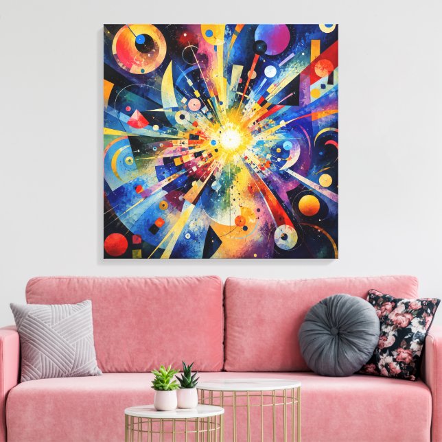 Kosmische geometrische Explosion Abstrakt Leinwanddruck (Insitu (Wohnzimmer))