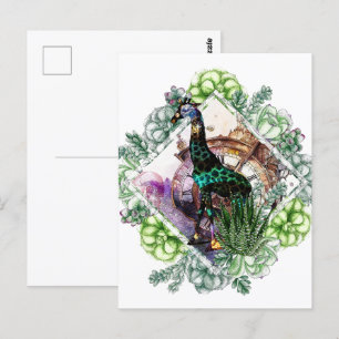 Kosmische Giraffe - Potrait mit Zeitreise, Schädel Postkarte