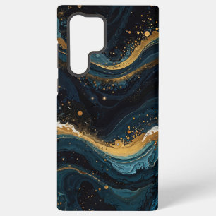 Kosmische Gold- und Blaue Fluid-Kunst, Luxus-Abstr Samsung Galaxy Hülle