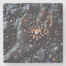 Kosmische Hand und leuchtende Orbs Untersetzer