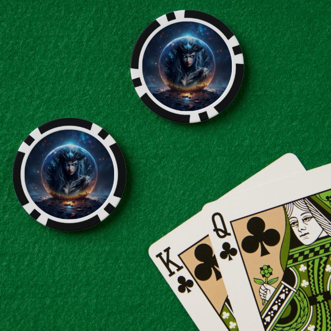 Kosmische Hexe – Geboren aus der Sternensphäre. Pokerchips (Pokertisch (doppelt))