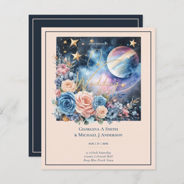 Kosmische Himmelsgalaxie Starry Night Navy Blue (Vorne/Hinten)