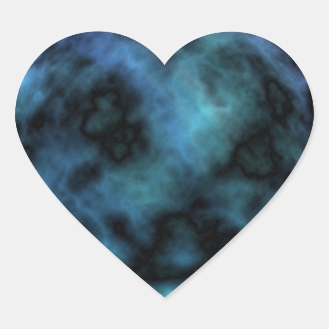 Kosmische Imitate Blauer Marmor Herz-Aufkleber (Vorderseite)