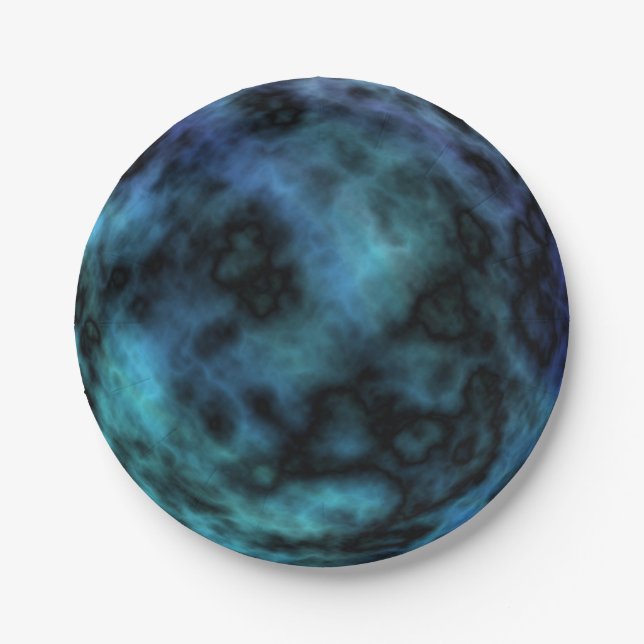 Kosmische Imitate Blauer Marmor Pappteller (Vorderseite)