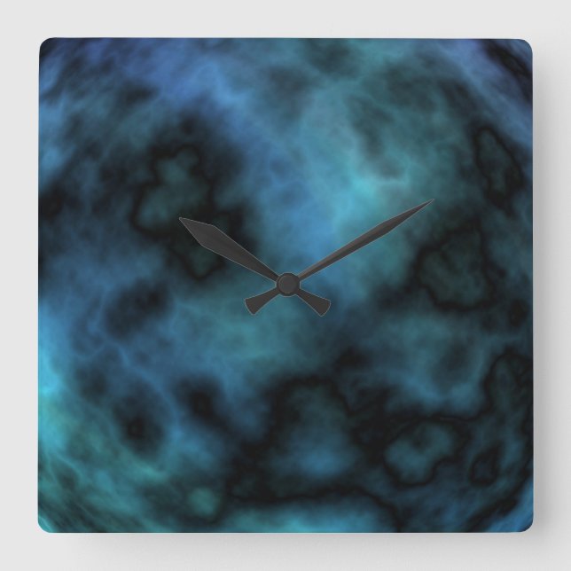 Kosmische Imitate Blauer Marmor Quadratische Wanduhr (Vorderseite)