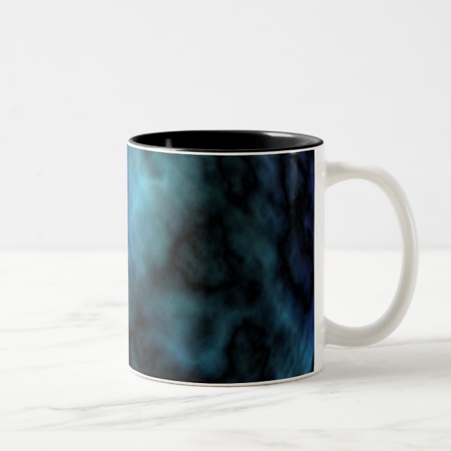 Kosmische Imitate Blauer Marmor Zweifarbige Tasse (Rechts)