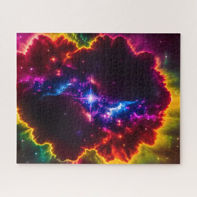 Kosmische Indigo Fantasy Cloud mit Starry Center Puzzle (Horizontal)