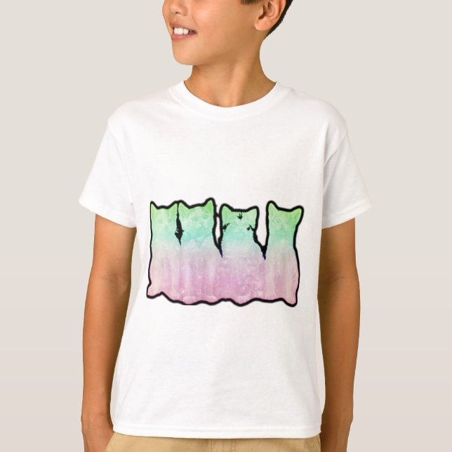 Kosmische Kätzchen Rainbow T-Shirt (Vorderseite)
