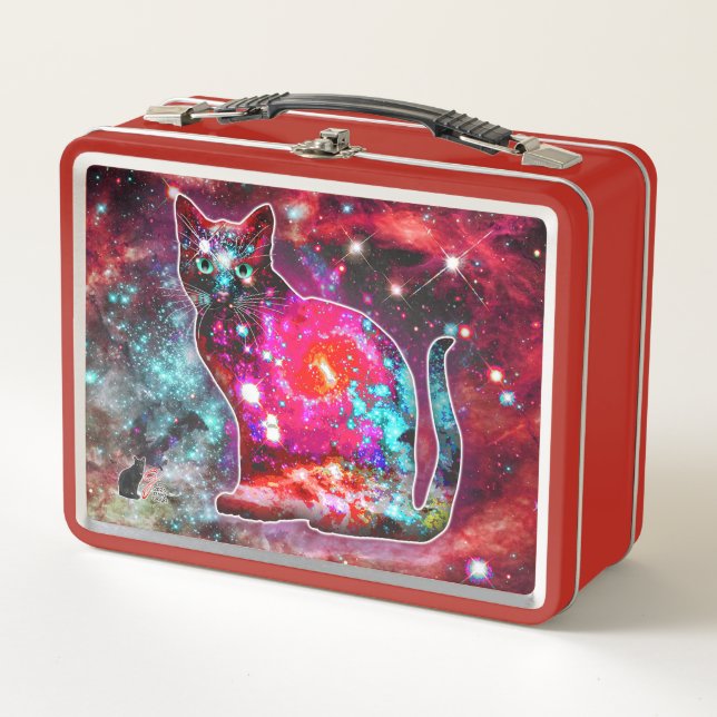 Kosmische Katze Alpha Metal Lunchbox (Vorderseite)