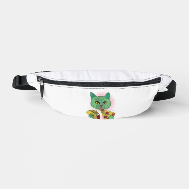 Kosmische Katze, die Pizza und Taco essen Bauchtasche (Vorderseite)
