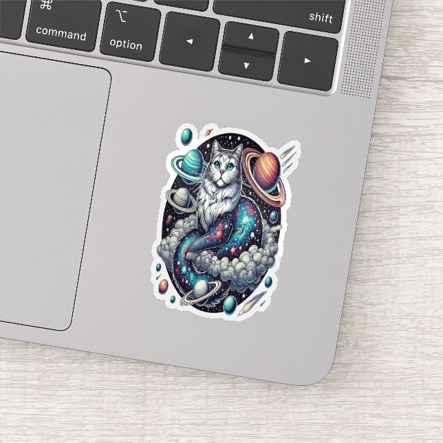 Kosmische Katze Ein abenteuerliches Abenteuer Aufkleber (Detail)