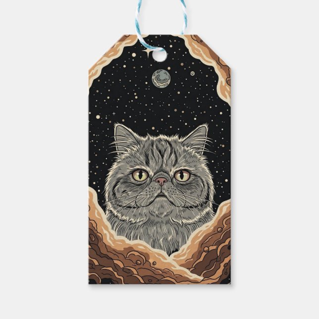 Kosmische Katze Geschenkanhänger (Vorderseite)