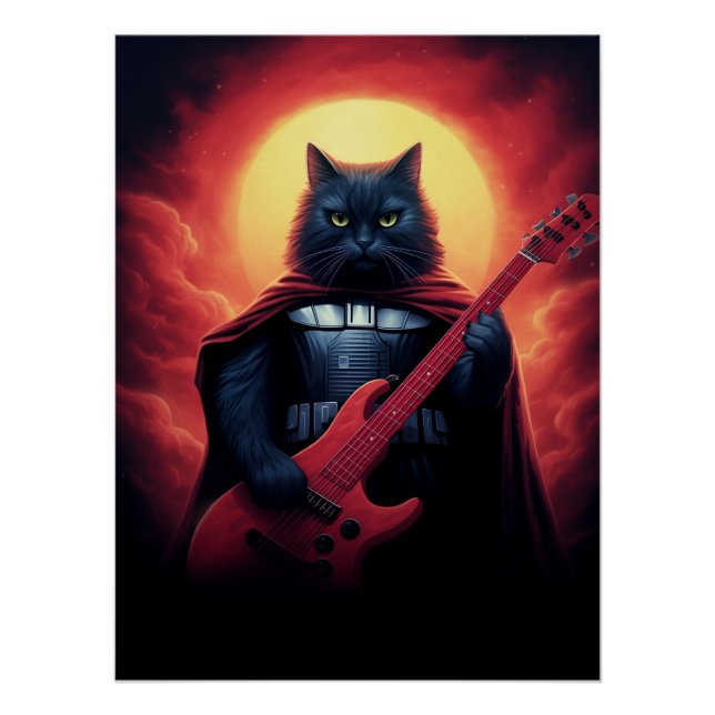 Kosmische Katze Gitarre spielen in Galaxie Poster (Vorderseite)