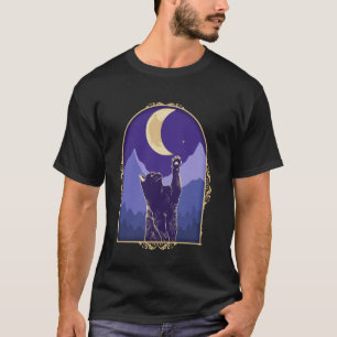 Kosmische Katze Halbmond Stern Mystisch Himmlisch T-Shirt