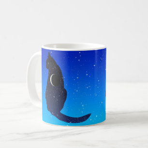 Kosmische Katze im Hintergrund eines Sternenhimmel Kaffeetasse