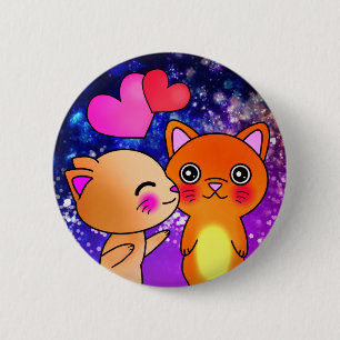 Kosmische Katze im Weltraum Kiss Button