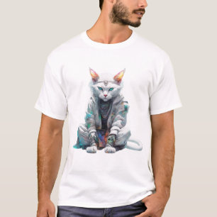 Kosmische Katze in meditative Pose T-Shirt