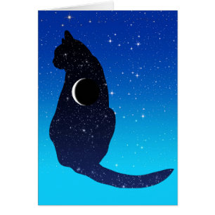 Kosmische Katze in Sternen- und Halbmondmuster