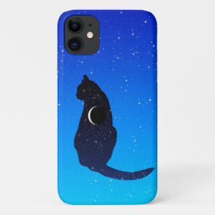 Kosmische Katze in Sternen und Mondmondmuster Case-Mate iPhone Hülle
