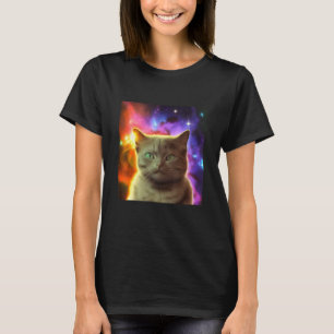 Kosmische Katze Kitten im Weltraumdesign T-Shirt