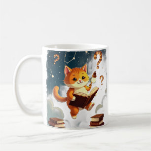 Kosmische Katze liest Sternenschiff-Bookworm-Aufkl Kaffeetasse