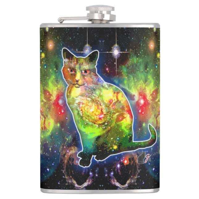 Kosmische Katze Omicron Flachmann (Vorderseite)