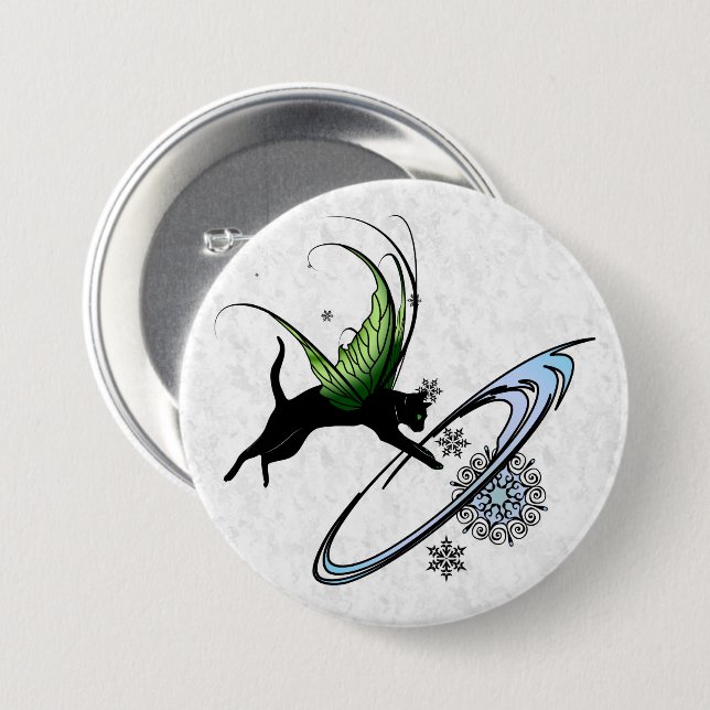Kosmische Katze Snowflake Button (Vorne & Hinten)
