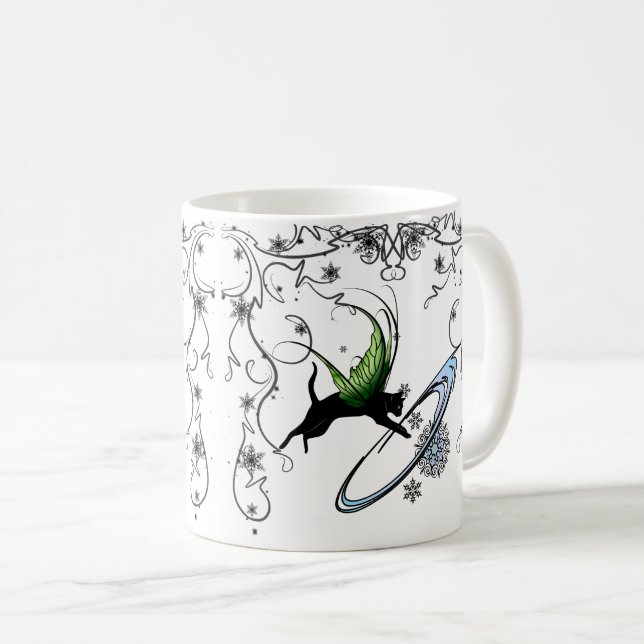 Kosmische Katze Snowflake Kaffeetasse (VorderseiteRechts)