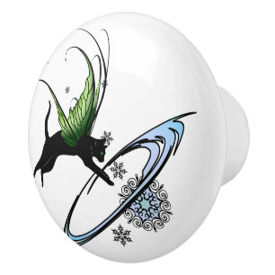 Kosmische Katze Snowflake Keramikknauf