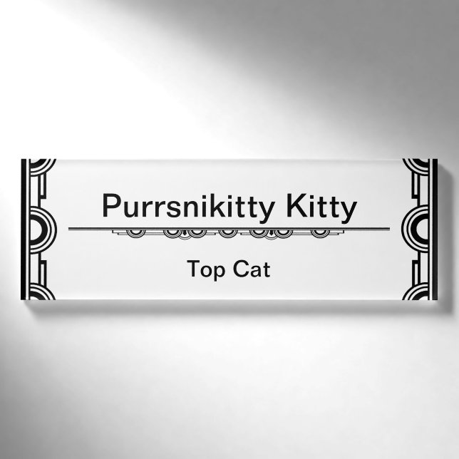 Kosmische Katze Snowflake Namenschild (Vorderseite)