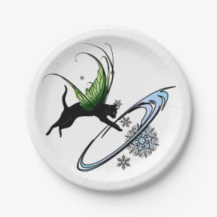 Kosmische Katze Snowflake Pappteller