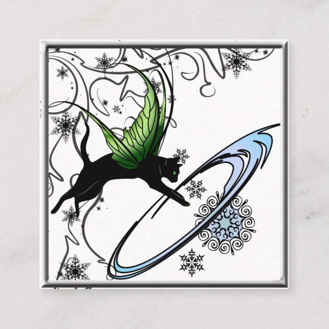 Kosmische Katze Snowflake Quadratische Visitenkarte (Vorderseite)
