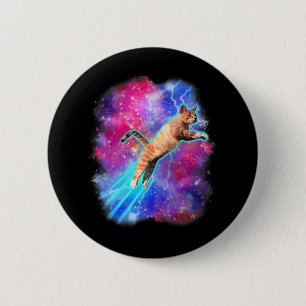 Kosmische Katzen Funny Outway T-Shirt Galaxy Kitty Button