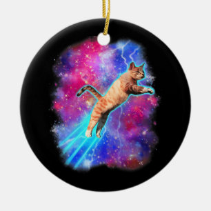 Kosmische Katzen Funny Outway T-Shirt Galaxy Kitty Keramik Ornament