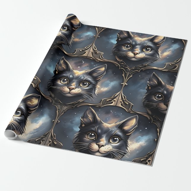 Kosmische Katzen Geschenkpapier (Ungerollt)